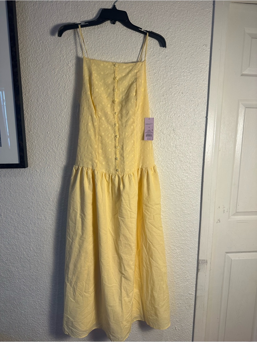 wild fable Yellow Textured Button-Front Midi Dress wrinkly